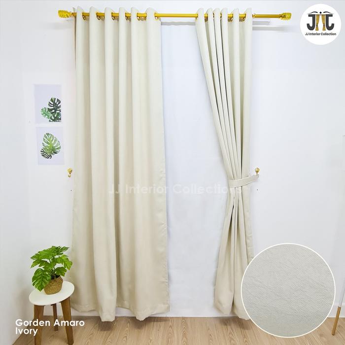 Gambar Gorden Minimalis Motif Embos Amaro Pembatas Ruangan Hordeng Pintu - Ivory, L 130cm T 150cm dari JJ Interior Tangerang undefined Tokopedia