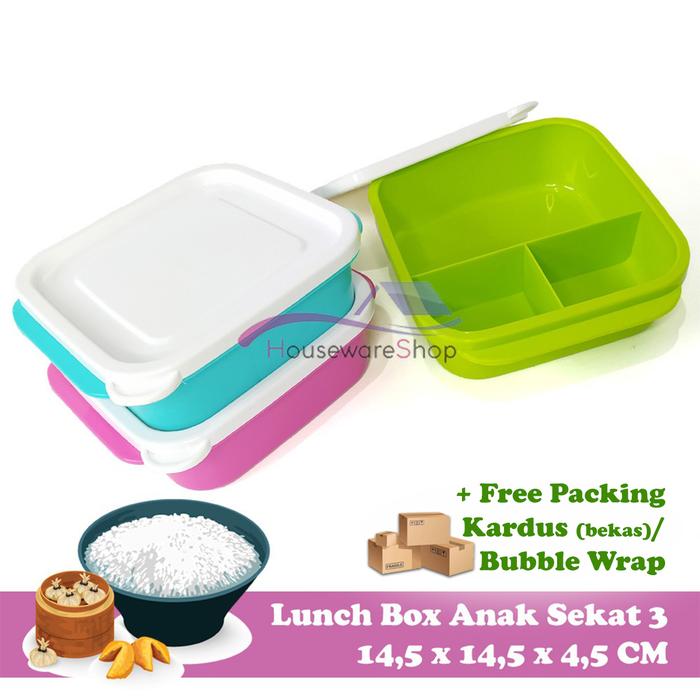 Gambar Tempat Makan Souvenir Ulang Tahun / Lunch Box Sekat 3 - 600ML Food Gra dari Houseware Shop ID undefined Tokopedia