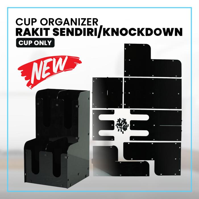 Gambar Rak Cup Holder / Rak Paper Cup Akrilik Cup Only 4 Slot - Rangkai Sendiri, Hitam dari Acrylicworks Store undefined Tokopedia