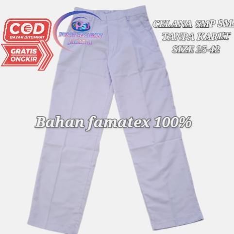 Gambar Seragam Sekolah Celana Smp/Sma Losban Panjang Putih Size:25-26- S/D 42 - Putih, 25-26 dari gerai samba undefined Tokopedia