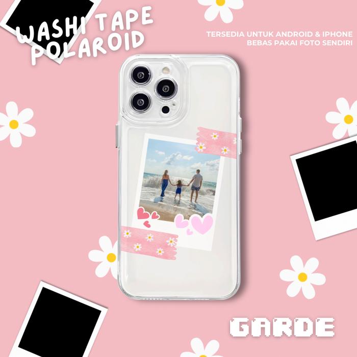 Promo CUSTOM POLAROID WASHI TAPE FRAME CASE PREMIUM CLEAR SOFTCASE