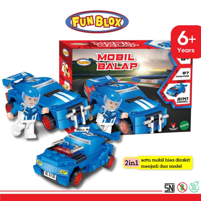 Gambar Playgo Mobil Balap - Mainan Block Rakit Anak - Lego Anak - Biru dari Acosta Official undefined Tokopedia