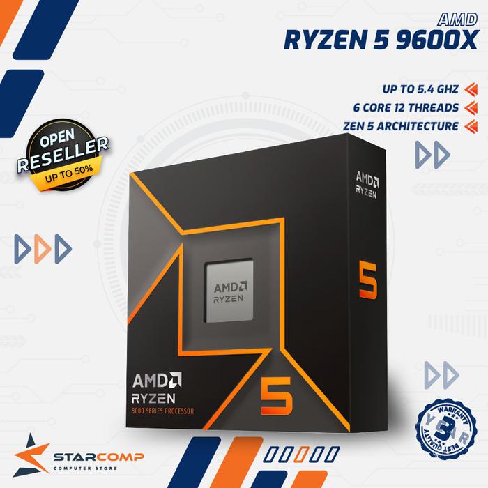 Gambar AMD RYZEN 5 9600X Processor AM5 6 Core 12 Threads 5.4Ghz 9600 X dari Starcomp Solo undefined Tokopedia