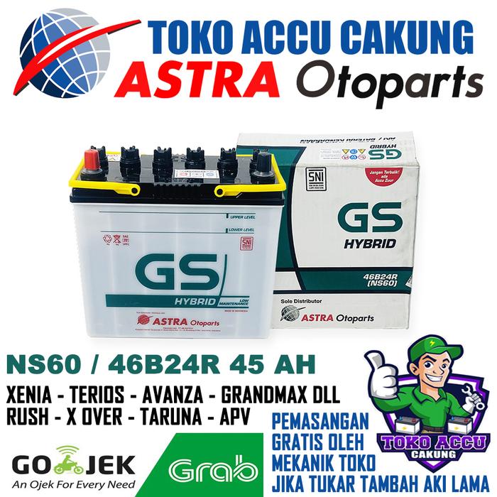 Gambar NS60 GS Astra hybrid 46B24R 45 Ah Aki mobil Avanza Terios Xenia Rush APV Grandmax Tipe Lama dari TOKO ACCU CAKUNG undefined Tokopedia