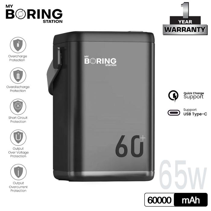 Gambar MY BORING Station x O2 Project Power Bank 60000 mAh Backup Battery Storage - Black - Hitam dari Powerextra Indonesia undefined Tokopedia