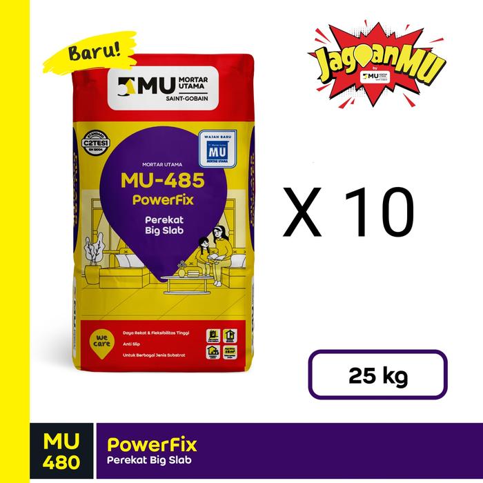 Gambar Mortar Utama MU-485 PowerFix Perekat Big Slab 25Kg - 10 Sak dari Mortar Utama Official undefined Tokopedia