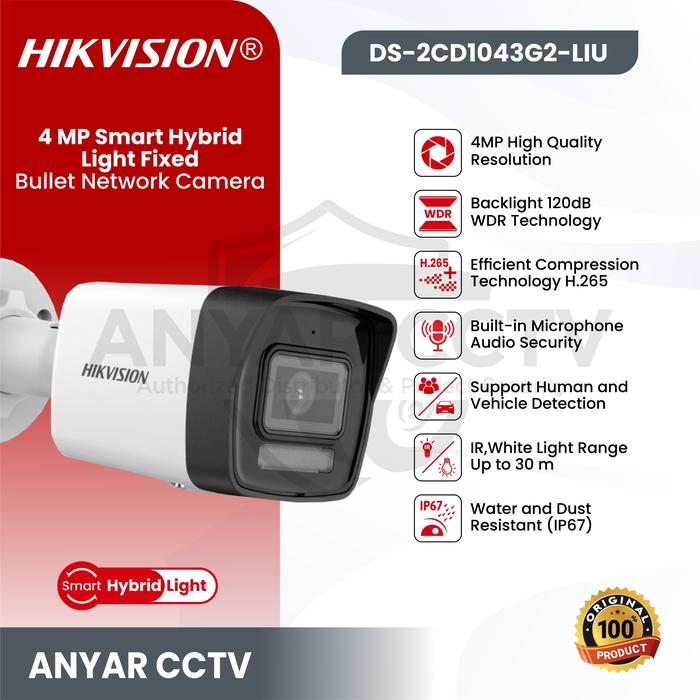 Gambar HIKVISION DS-2CD1043G2-LIU 4MP Smart Dual Light + Build In Microphone dari ANYAR CCTV undefined Tokopedia