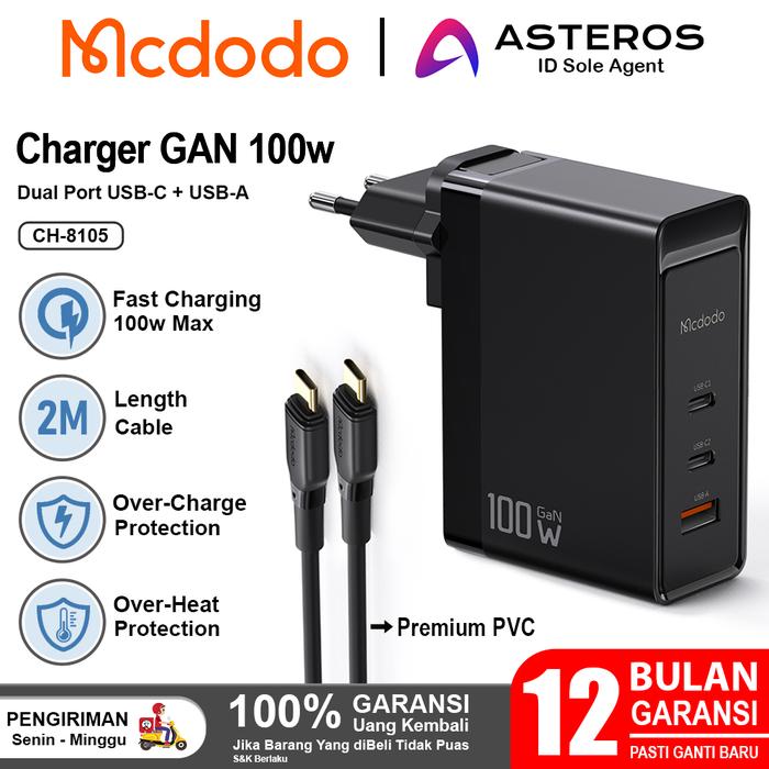 Gambar MCDODO Kepala Charger Laptop Macbook Notebook GAN Fast Charging CH-810 - 1SeT GaN100W dari Mcdodo Official Indonesia undefined Tokopedia