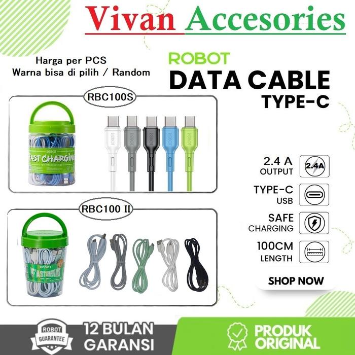 Gambar Robot RBC100S USB-C Kabel Data Type C Cable Colorful RBC100 (Per Pcs) - RBC100S/RBC100I dari Vivan.Accesories undefined Tokopedia