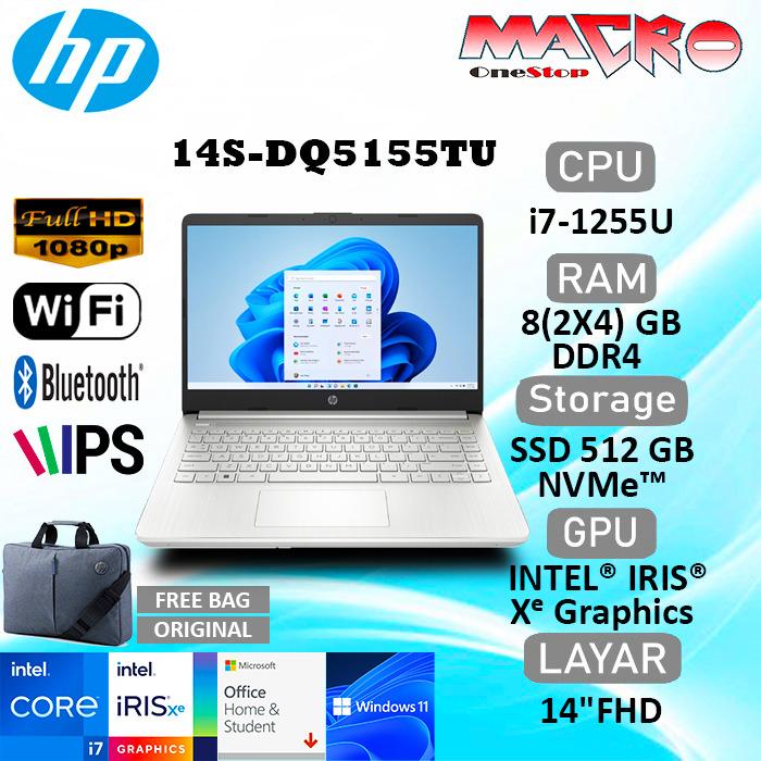 Gambar HP 14S-DQ5155TU i7-1255U (2x4GB) 8GB SSD 512GB Intel Xe 14" FHD WIN+OHS - 8GB SSD 512GB dari Macro OneStop Official undefined Tokopedia