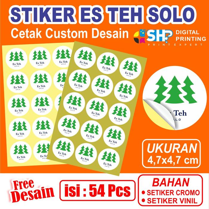 Gambar Cetak Stiker Es Teh Solo Stiker Es Teh Custom - STIKER KROMO dari SHP Sahabat Digital undefined Tokopedia