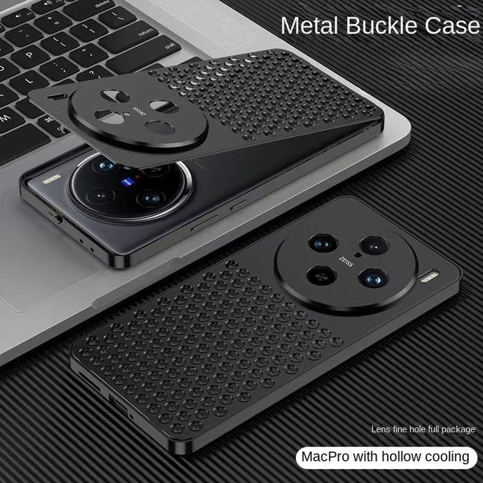 Gambar Aluminum Alloy Heat Dissipation Phone Case For Vivo X100 Pro X100Spro Breathable Hollow Mesh Hole Metal Frame Hard Shockproof Back Cover - Hitam dari Nekomimi Shop' undefined Tokopedia