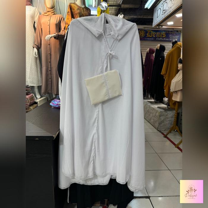 Gambar Mukenah / Telekung Katun Silky Premium Polos Travelling - Putih dari Rafisyah Fashion Textile undefined Tokopedia