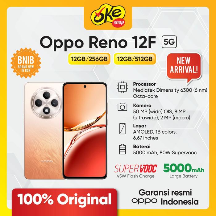 Gambar Oppo Reno 12F 5G 12/256GB 12/512GB - Garansi Resmi Oppo Indonesia - Orange, 4G 8/256 dari Okeshop Kota Kasablanka undefined Tokopedia