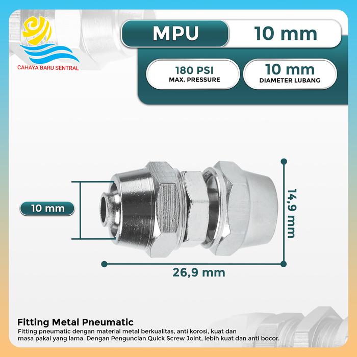 Gambar FITTING NEPEL ANGIN METAL LURUS SELANG MPU - MPU 10 dari CAHAYA BARU SENTRAL undefined Tokopedia