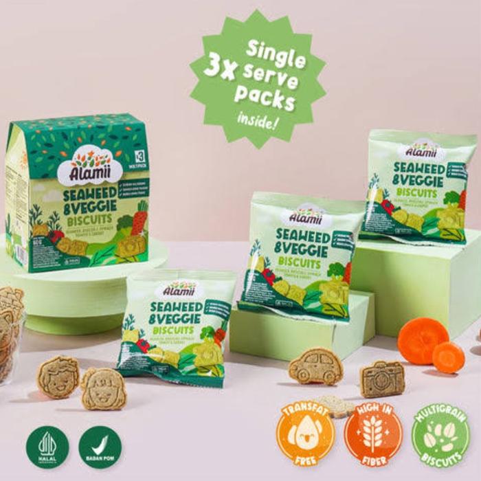 Gambar Alamii multigrain biscuit baby Mpasi / lil puffs baby/ cemilan biskuit bayi anak - Seaweed veggie dari Chlobell undefined Tokopedia