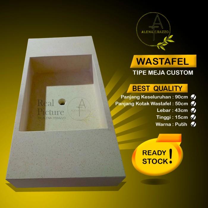 Gambar Wastafel cuci tangan custom panjang 90cm panjang wastafel 50cm lebar 43cm tinggi 15cm - Wastafel Meja dari Alena Terrazzo undefined Tokopedia