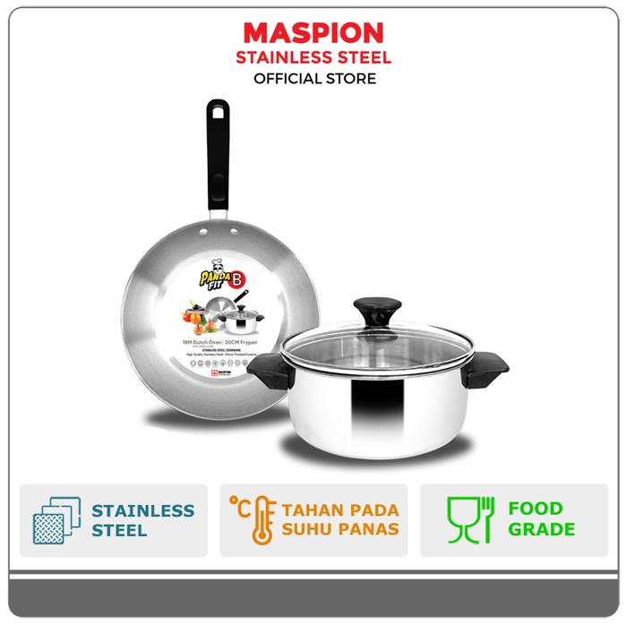 Gambar Maspion Panda FIT B - Frypan 20 cm & Dutch Oven 18 cm Stainless Steel dari Maspion Official Store undefined Tokopedia