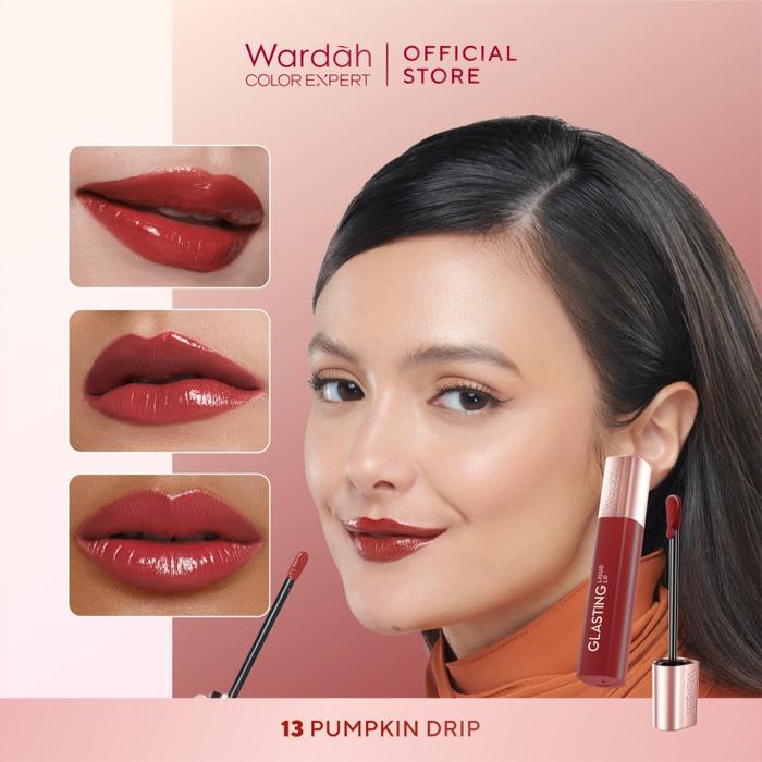 Gambar NEW SHADES! Wardah Glasting Liquid Lip - Hi-Pigmented Glass Color, Ringan, Transferproof - 13 Pumpkin Drip dari Rumah.Wardah undefined Tokopedia
