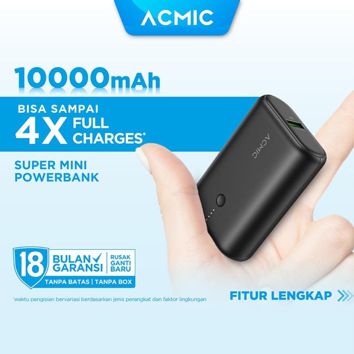 Gambar ACMIC MINIMAX SuperMini AiCharge Power Bank 10000mAh (QC4 + PD + VOOC) - Hitam, Powerbank Only dari osxid undefined Tokopedia