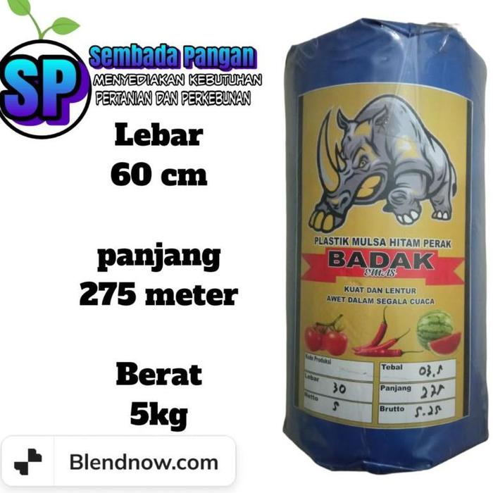 Gambar plastik mulsa hitam perak cap badak lebar 60cm berat 5kg dari lingga jaya trd undefined Tokopedia