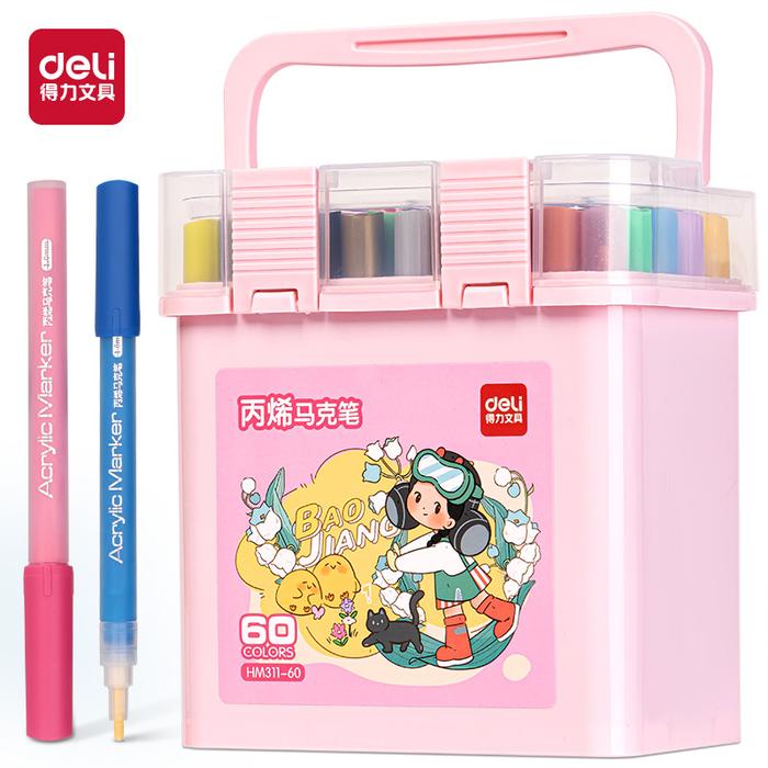 Gambar Deli Spidol Akrilik / Acrylic Marker 60 Colors HM311 - 60 warna, Pink dari Deli Stationery Indonesia undefined Tokopedia