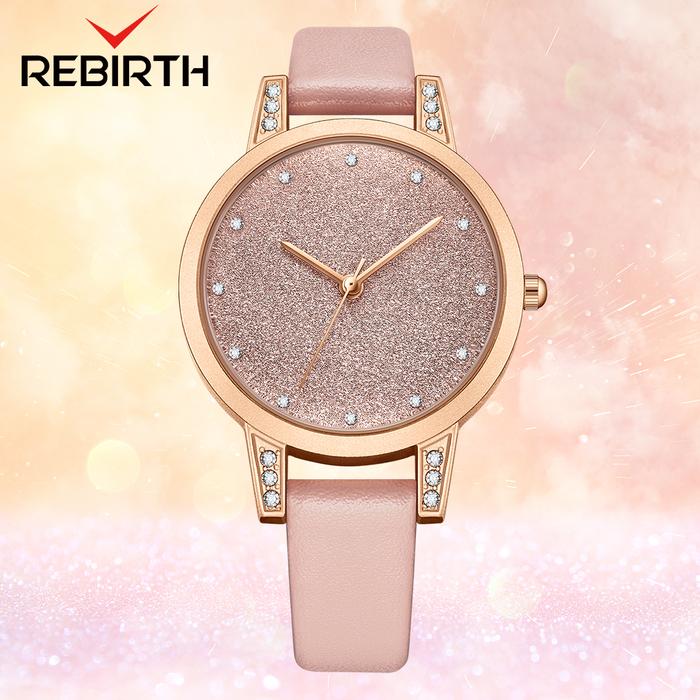 Gambar REBIRTH Jam Tangan Wanita Anggun Tali kulit Simple Tahan Air Kuarsa - Merah Muda dari Rebirth Jam Tangan undefined Tokopedia