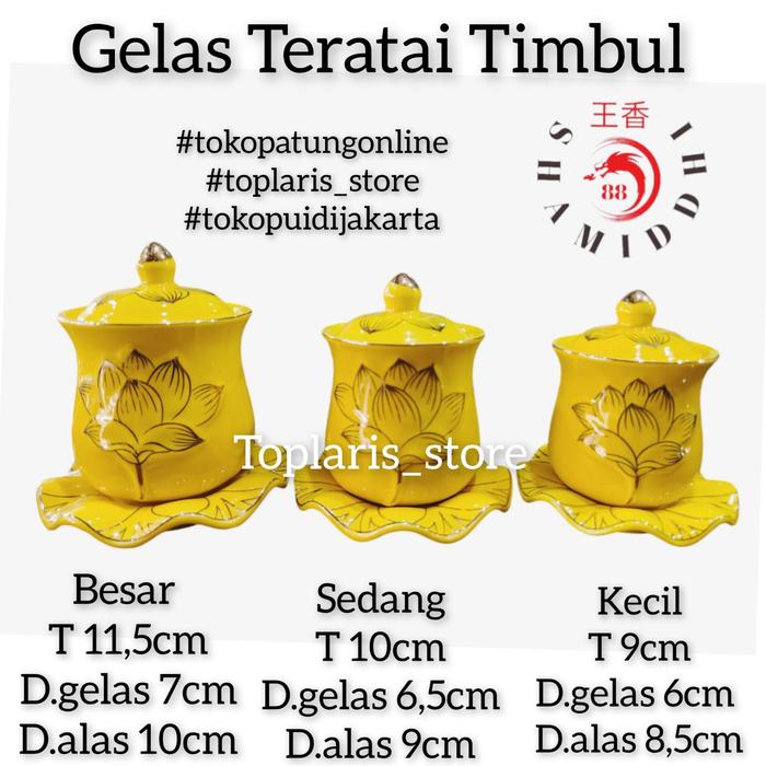 Gambar GELAS TERATAI KUNING TIMBUL TP - KECIL dari Toko Hio Puidi undefined Tokopedia