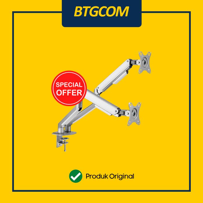 Gambar BRATECK LDT63-C024 BRACKET MONITOR ARM FOR BRAKET 2 LAYAR TV PC DUAL SCREEN UKURAN 17"-32" INCH SILVER dari btgcom undefined Tokopedia
