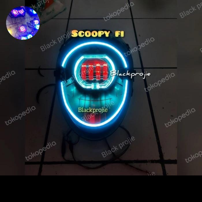 Gambar REFLEKTOR SCOOPY/HEADLAMP LAMPU DEPAN SCOOPY/SCOPY PROJIE BILED SCOOPY FI - blue ice dari Black projie undefined Tokopedia