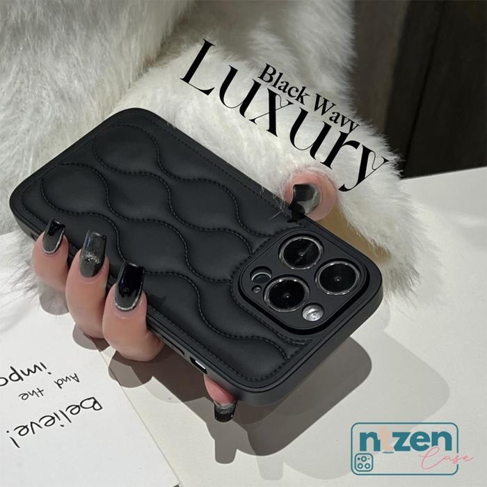 Gambar Ntzen Case Puffy Wave Luxury Compatible for iPhone 11 12 13 14 15 Pro Max - Black Luxury, IP12 PRO dari NTzen Online undefined Tokopedia