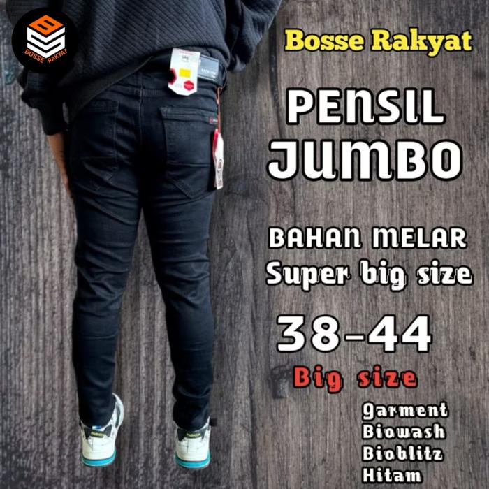Gambar Celana jumbo jeans pensil pria/ Jeans pria 38-44 pensil panjang dewasa/ Jeans pensil bahan melar murah - Hitam, 33 dari Bosse rakyat undefined 5 Tokopedia