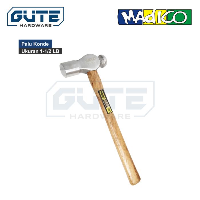 Gambar GUTE MADICO Palu Konde / Ballpein Hammer Gagang Kayu 1-1/2 LB  2 LB - Ukuran 1/1-2 LB dari Gute Hardware undefined Tokopedia