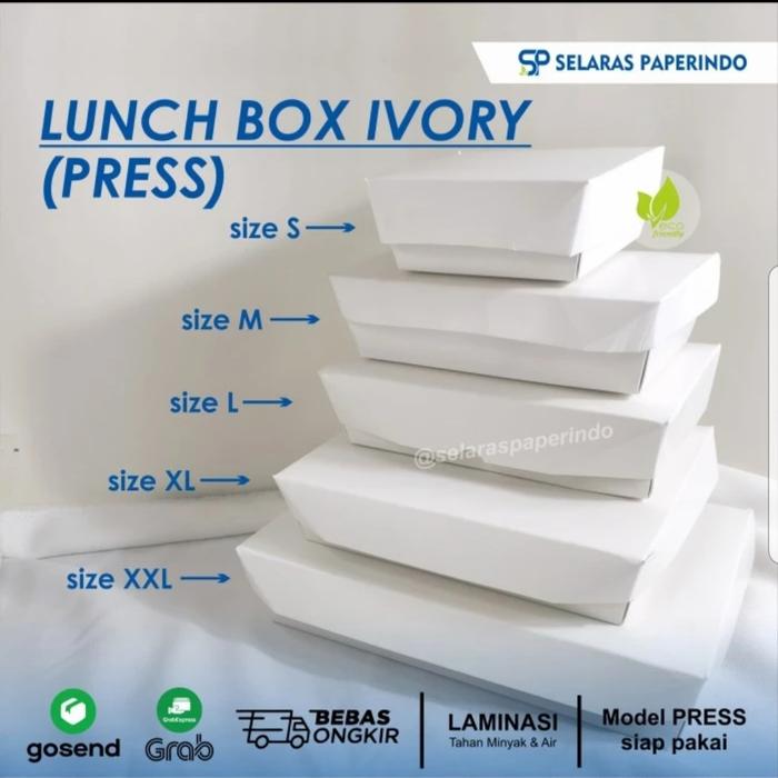 Gambar paper lunch box ivory laminasi box catering nasi kotak rice box putih - S dari selaras paperindo undefined Tokopedia