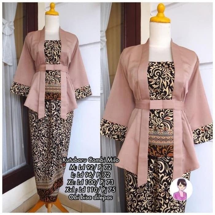 Gambar Best Seller !! Setelan Kebaya Elinira Kombinasi / Kebaya Etp / Kebaya - Mocca, XL dari Erika.Kebaya undefined Tokopedia