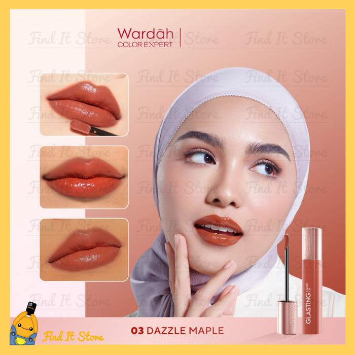 Gambar NEW SHADES! Wardah Glasting Liquid Lip - Hi-Pigmented Glass Color, Ringan, Tidak Lengket, Transferproof - 03 Dazzle Maple dari Find It Store undefined Tokopedia