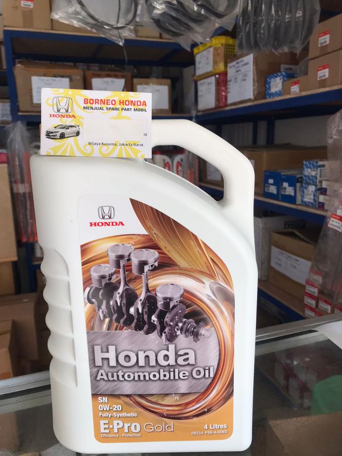 Gambar OLI MESIN SN 0W-20 OIL E-PRO GOLD FULL SYNTHETIC ASLI HONDA. MOBIL JAZZ, CITY, MOBILIO, BRIO, BRV, FREED, CRV, CIVIC, ODYSSEY, CRZ, HRV. 1 LITER, FLUID FLUIDS - 4 LITER dari BORNEO HONDA undefined Tokopedia