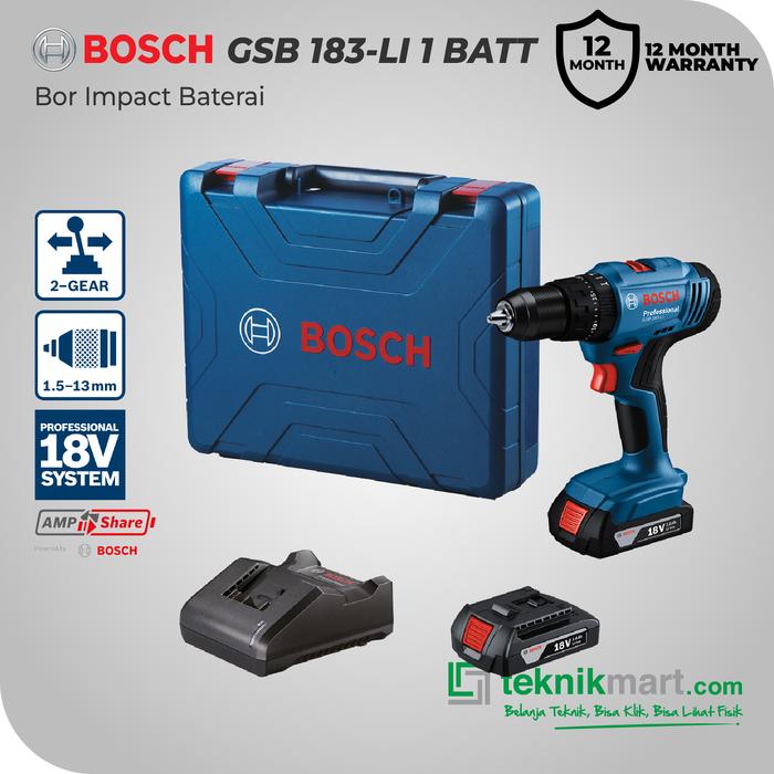 Gambar Bosch Cordless Dry Vacuum Cleaner 18Volt GAS 18 V-1 (Unit Only) - + GSB 183-LI dari Teknikmart undefined Tokopedia