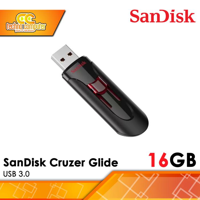 Gambar FLASHDISK SANDISK 16GB Cruzer Glide USB 3.0 (SDCZ600) dari Techno Computer Bali undefined Tokopedia