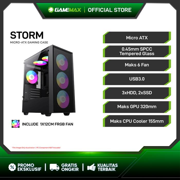 Gambar Casing PC Gamemax Storm Black MATX dari Gamemax Indonesia undefined Tokopedia