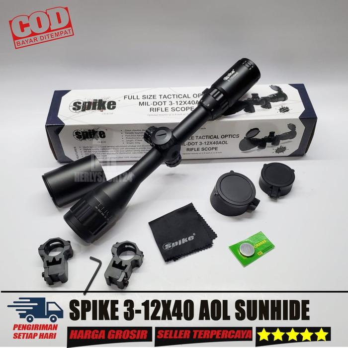 Gambar TELESCOPE SPIKE 3-12X40 AOL SUNHIDE RETIKEL MILDOT TAHAN GETAR dari HERLYSPORT24 undefined Tokopedia