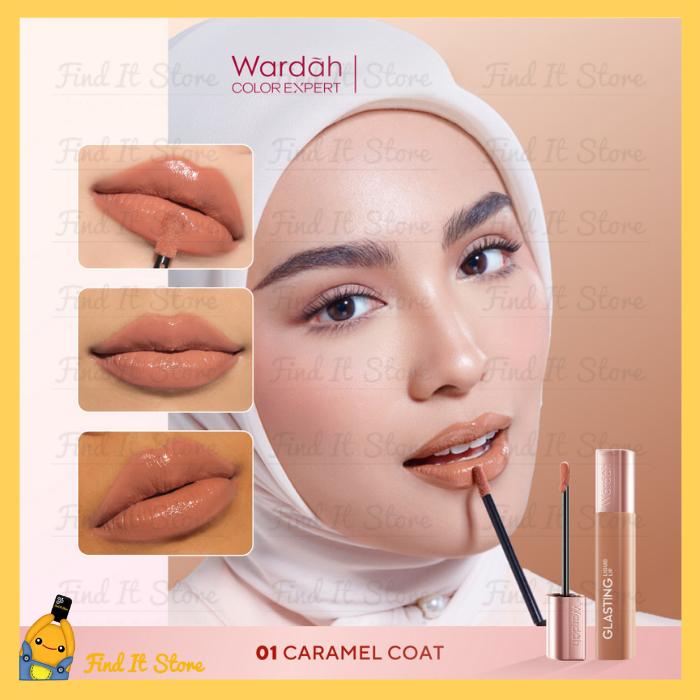 Gambar NEW SHADES! Wardah Glasting Liquid Lip - Hi-Pigmented Glass Color, Ringan, Tidak Lengket, Transferproof - 01 Caramel Coat dari Find It Store undefined Tokopedia
