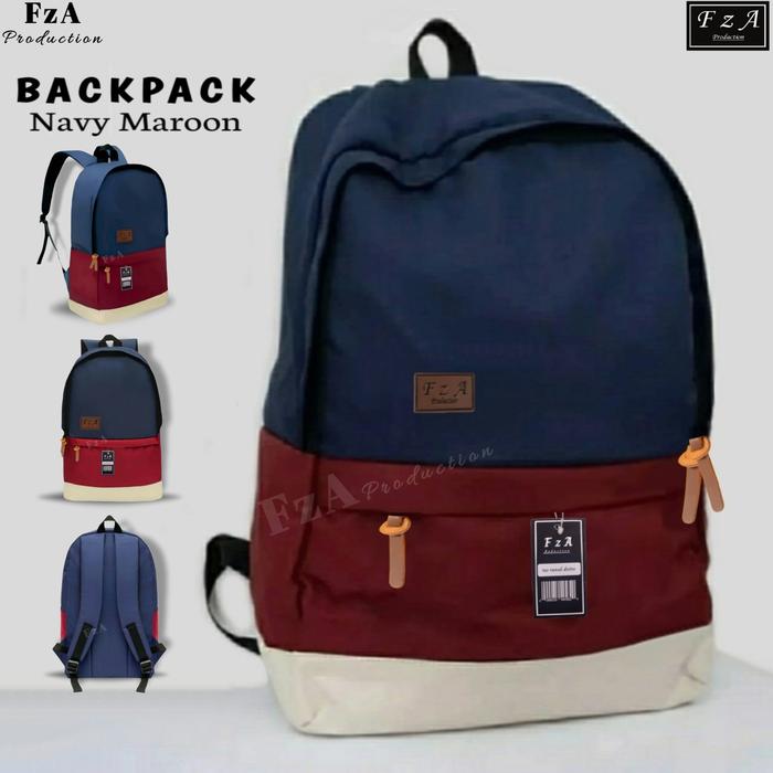 Gambar Tas Ransel Distro Casual Pria Wanita Original FzA - Navy Blue - Navy Maroon dari FzA Official undefined Tokopedia