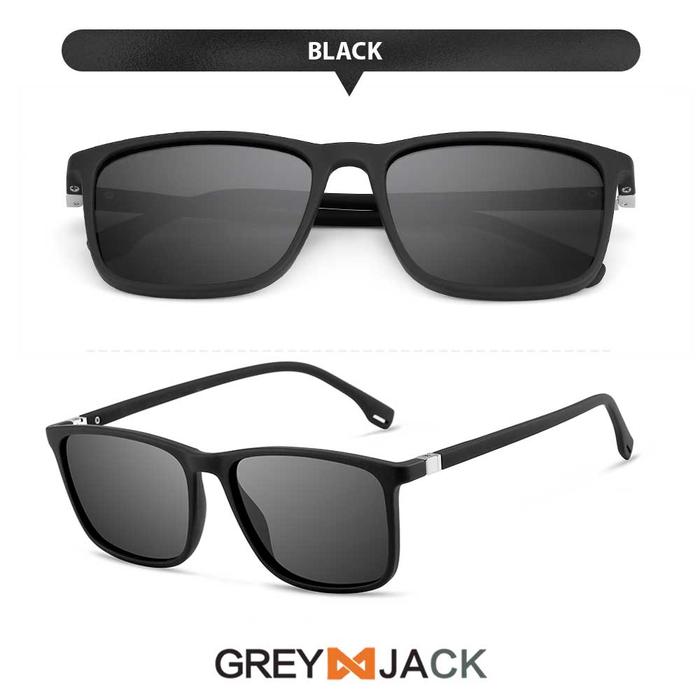 Gambar Grey Jack/Kacamata Hitam Polarized Sunglasses Anti UV Anti silau Metal model kotak Fashion Pria/Wanita  SA 7521 - BLACK dari Grey Jack Eyewear undefined Tokopedia