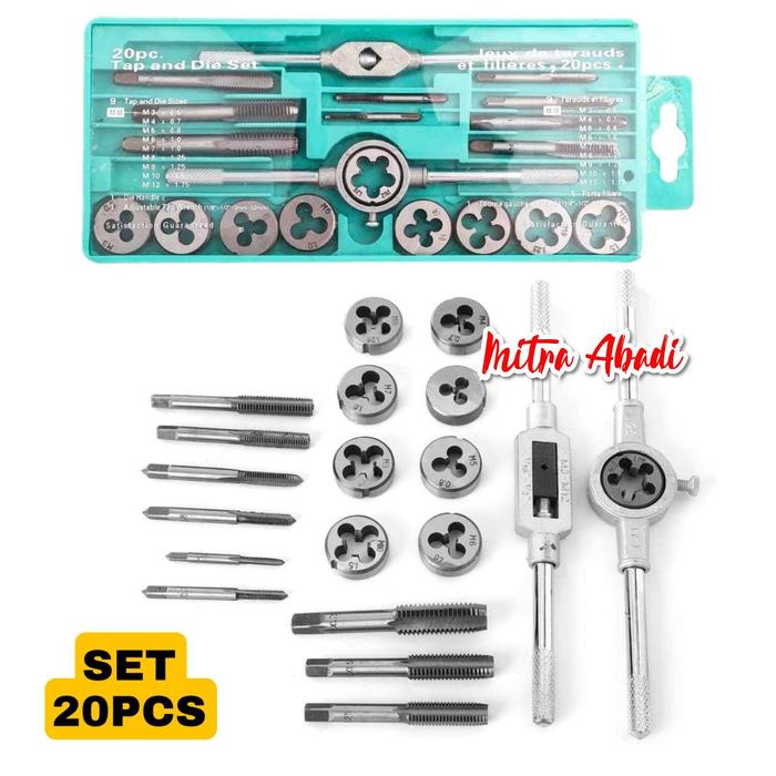 Gambar Set Alat Snai dan Tap Ulir Drat Mur Baut / Hand Tap Set - 12 pcs dari Mitra Abadi LED undefined Tokopedia