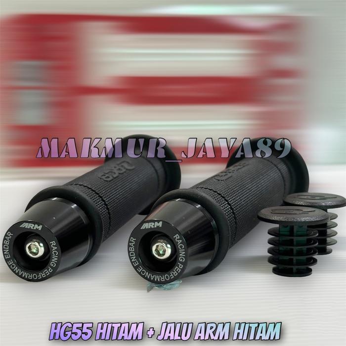 Gambar HANDGRIP RCB HG55 ORI PLUS JALU STANG ARM CNC BEAT DELUXE BEAT STREET BEAT FI NEW VARIO 160 ABS KIRI KANAN GRIP RCB PLUS JALU STANG ARM BULAT 100% - HG55 HITAM+JALU, RCB+JALU ARM dari Makmur_jaya89 undefined Tokopedia