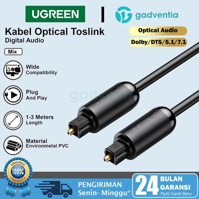 Gambar Kabel Toslink Optical Digital SPDIF Audio Fiber Optic UGREEN Optik Spdif Tv Dvd PS4 Ke Speaker 1M 2M 3M - TOSLINK PVC, 2 METER dari GADVENTIA Kota Administrasi Jakarta Barat Tokopedia