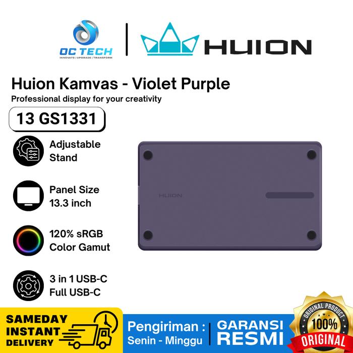 Gambar NEW HUION KAMVAS 13 GS-1331 - ANDROID READY DISPLAY TABLET - violet purple, kamvas saja dari OC Tech undefined Tokopedia