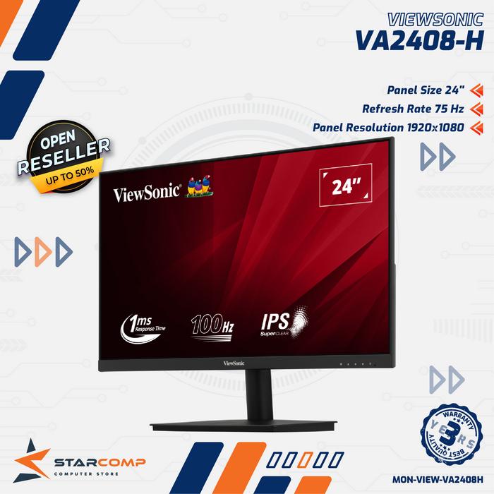 Gambar LED Monitor VIEWSONIC VA2408-H 23.8 75Hz IPS FHD HDMI VGA VA2408H dari Starcomp Origin undefined Tokopedia