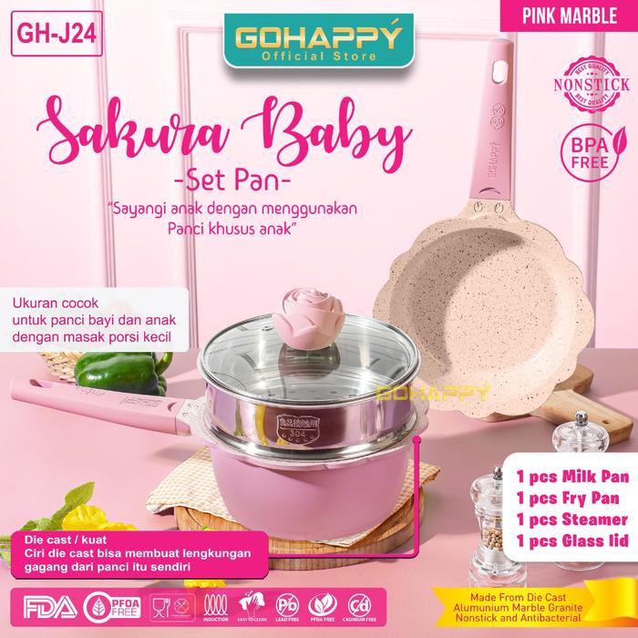 Gambar [PROMO] Mayba Panci MPASI Set Lengkap Hitam (BONUS STEAMER PENGUKUS) aluminium frypan - PINK dari Mayba Store undefined Tokopedia